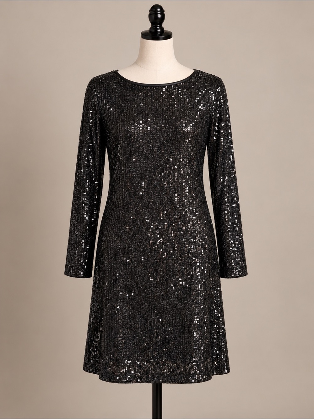 Ophelia Roe Black Sequin Long Sleeve Dress Size Medium Holiday Cocktail